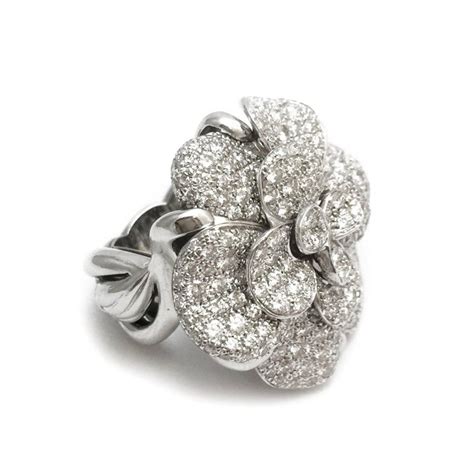 chanel flower ring with diamond|chanel stackable rings.